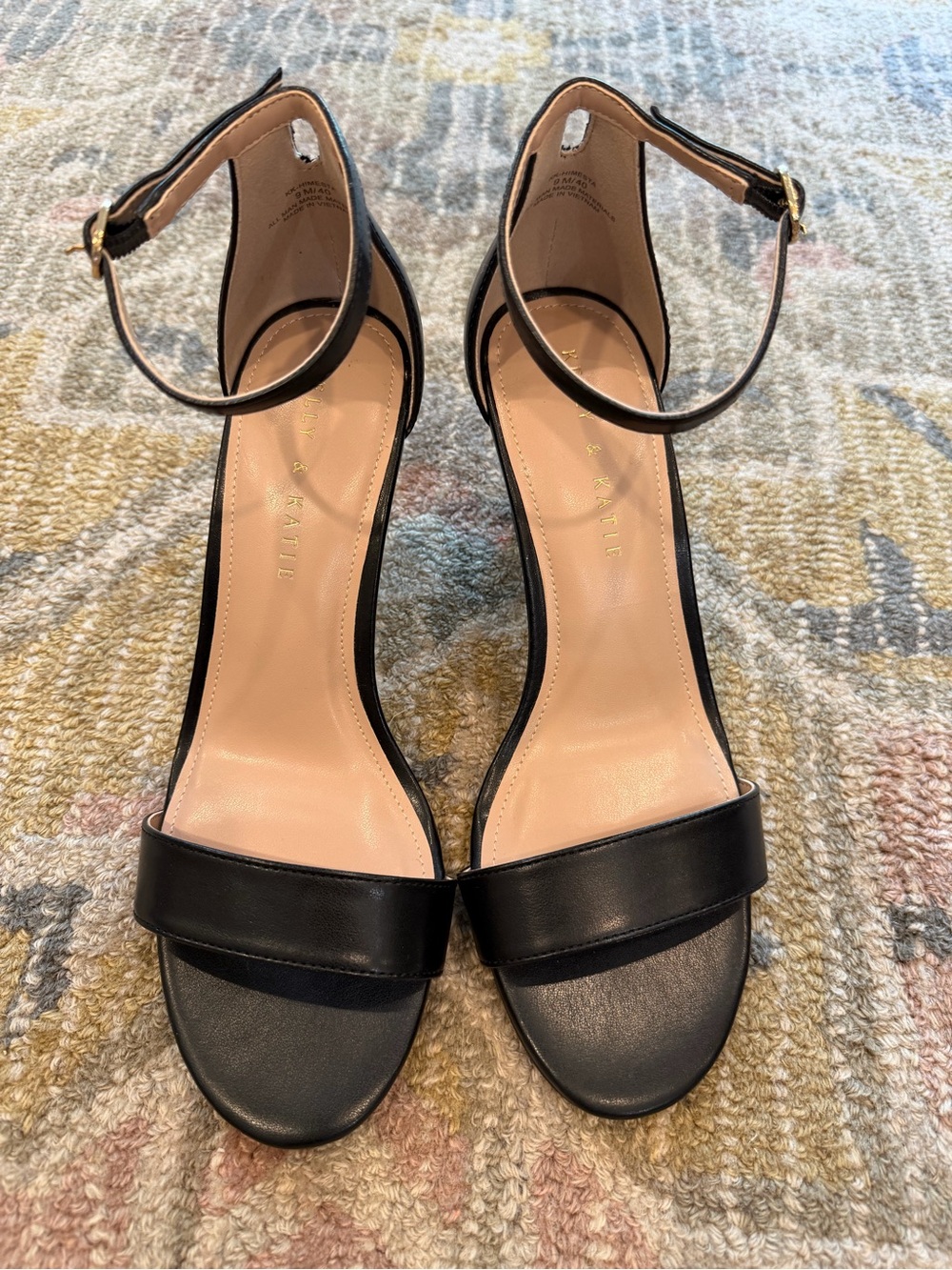 New without box Kelly and Katie Ankle-Strap Black Leather wedge heels size 9.
